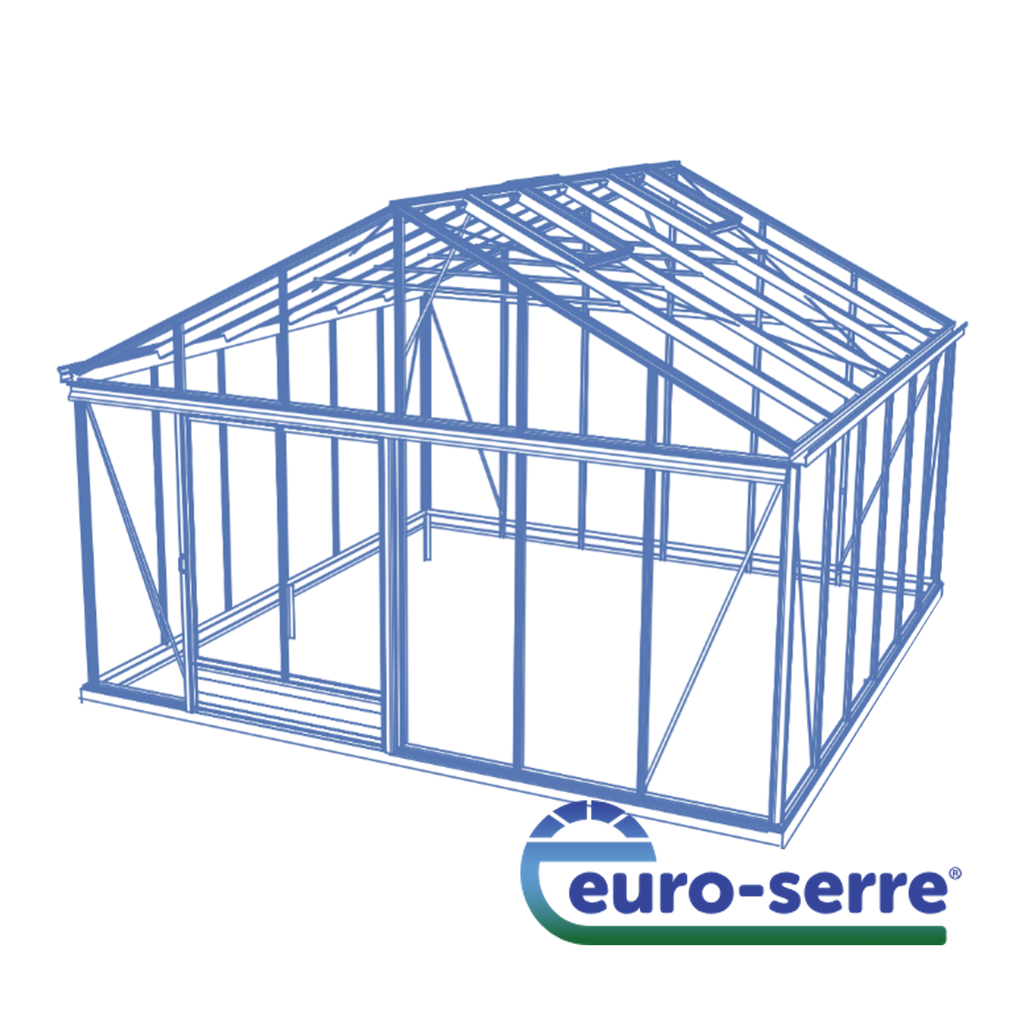 Euro Plus (380 cm, 309 cm, Aluminium, Vitrage 72 cm, Faîte classique, Sol de terre, Sans montage)